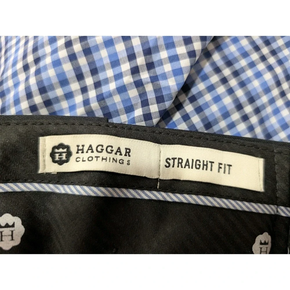 NWT Haggar Dress Pants No Iron Permanent Crease Black‎ Size 42/30